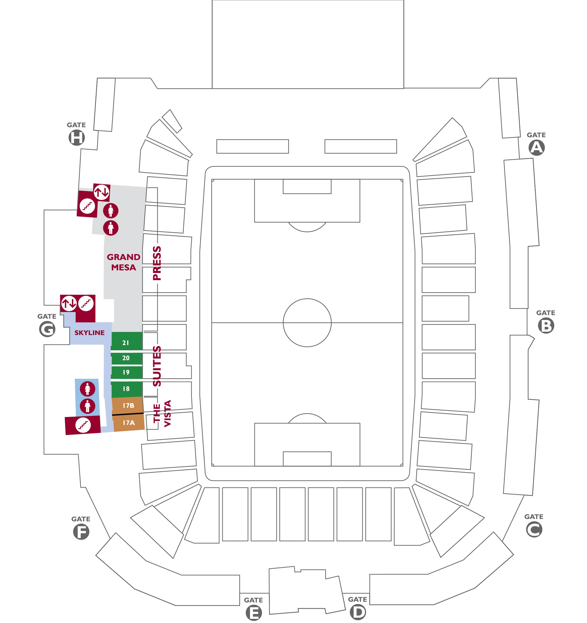 upper suite and press level map